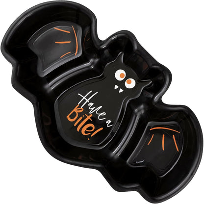 Bats & Boos Bat-Shaped Plastic Halloween Serving Tray, Pack of 1