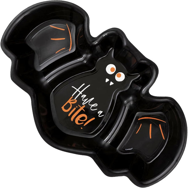 Bats & Boos Bat-Shaped Plastic Halloween Serving Tray, Pack of 1