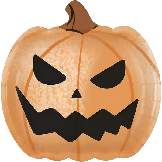 Bats & Boos Jack-o-Lantern Shaped Halloween Dinner Plates, Pack of 8