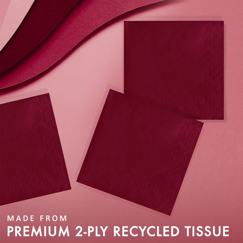 Beverage Napkin 50 Count 2-Ply Burgundy