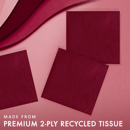 Beverage Napkin 50 Count 2-Ply Burgundy