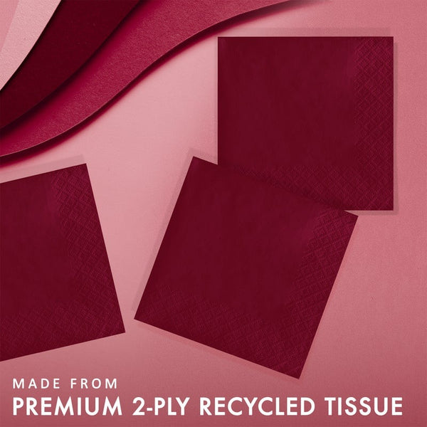 Beverage Napkin 50 Count 2-Ply Burgundy