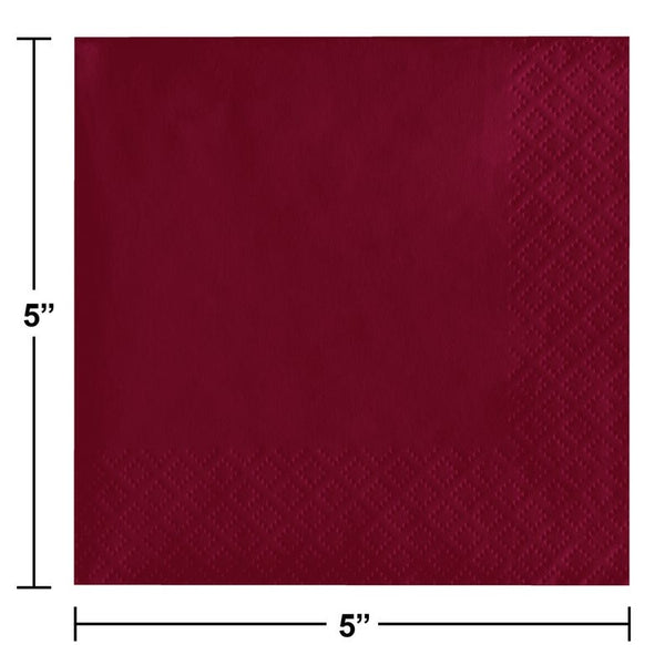 Beverage Napkin 50 Count 2-Ply Burgundy