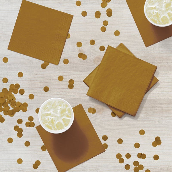Beverage Napkin 50 Count 2-Ply Glittering Gold