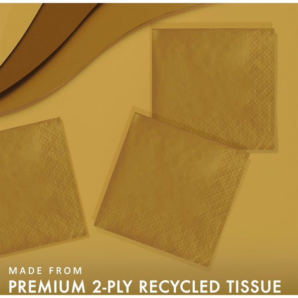 Beverage Napkin 50 Count 2-Ply Glittering Gold