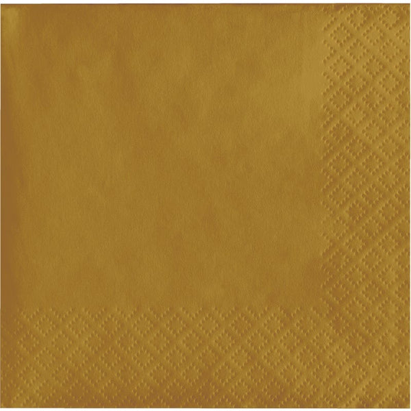 Beverage Napkin 50 Count 2-Ply Glittering Gold