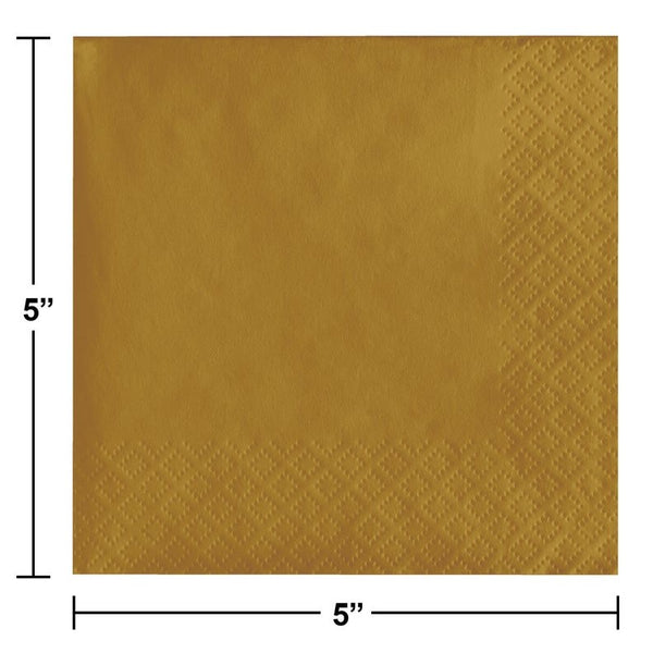 Beverage Napkin 50 Count 2-Ply Glittering Gold