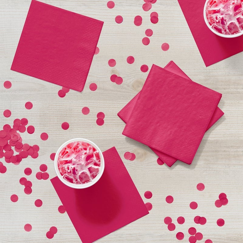 Beverage Napkin 50 Count 2-Ply Hot Magenta