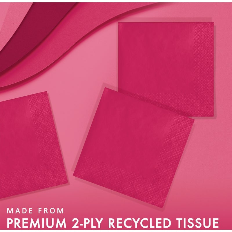 Beverage Napkin 50 Count 2-Ply Hot Magenta