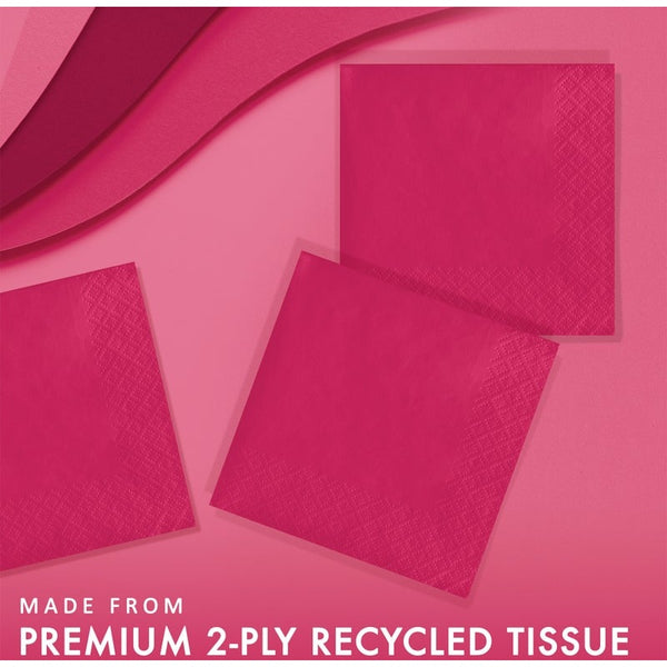 Beverage Napkin 50 Count 2-Ply Hot Magenta