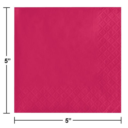 Beverage Napkin 50 Count 2-Ply Hot Magenta