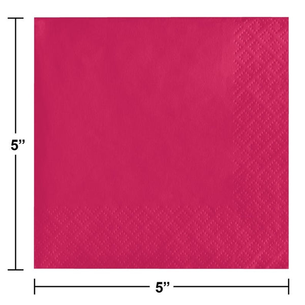 Beverage Napkin 50 Count 2-Ply Hot Magenta