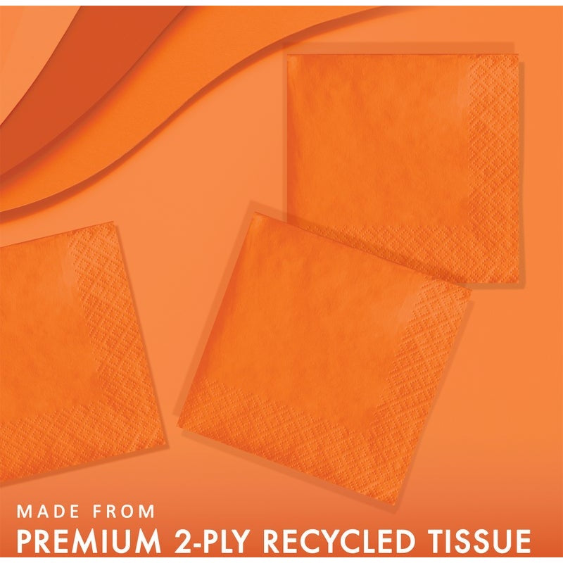 Beverage Napkin 50 Count 2-Ply Sunkissed Orange