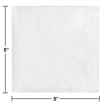 Beverage Napkin 50 Count 2-Ply White