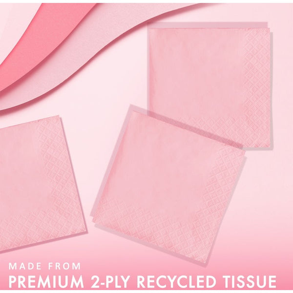 Beverage Napkins, 2-Ply, 50 Count – Classic Pink