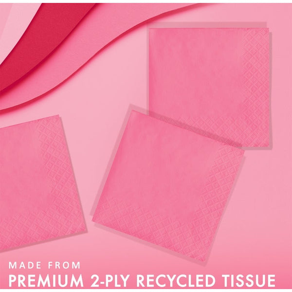 Beverage Napkins 50ct 2-Ply Candy Pink