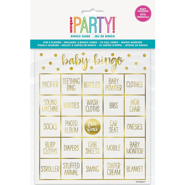 Bingo Kit - Gold, Baby Shower, 8 Count