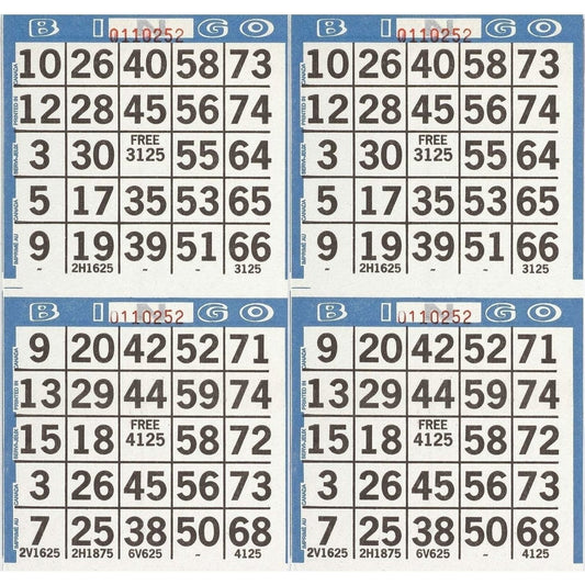 Bingo Sheets - 750 Sheets 4 Games/sheet = 3000 Games