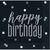 Birthday Black Glitz Happy Birthday Beverage Napkins, 16 Count