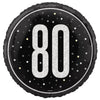 Black Glitz 18" Foil Balloon, 80th Birthday