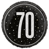 Black Glitz 18" Foil Balloons, 70th Birthday
