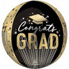 Black & Gold Congrats Grad Orbz Balloon 16"