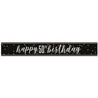 Black & Silver Glitz 50th Birthday Banner