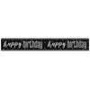 Black & Silver Glitz Happy Birthday Banner