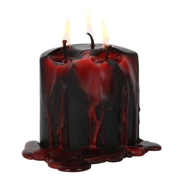 Bleeding Pillar Candle 3"x3" Black/Red