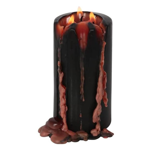 Bleeding Pillar Candle 3"x6" Black/Red