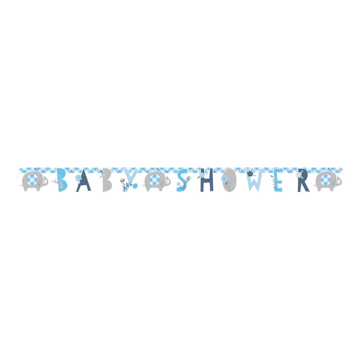 Blue Floral Elephant Baby Shower Banner