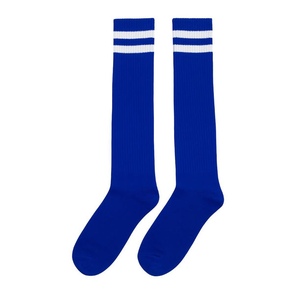 Blue Knee High Striped Socks