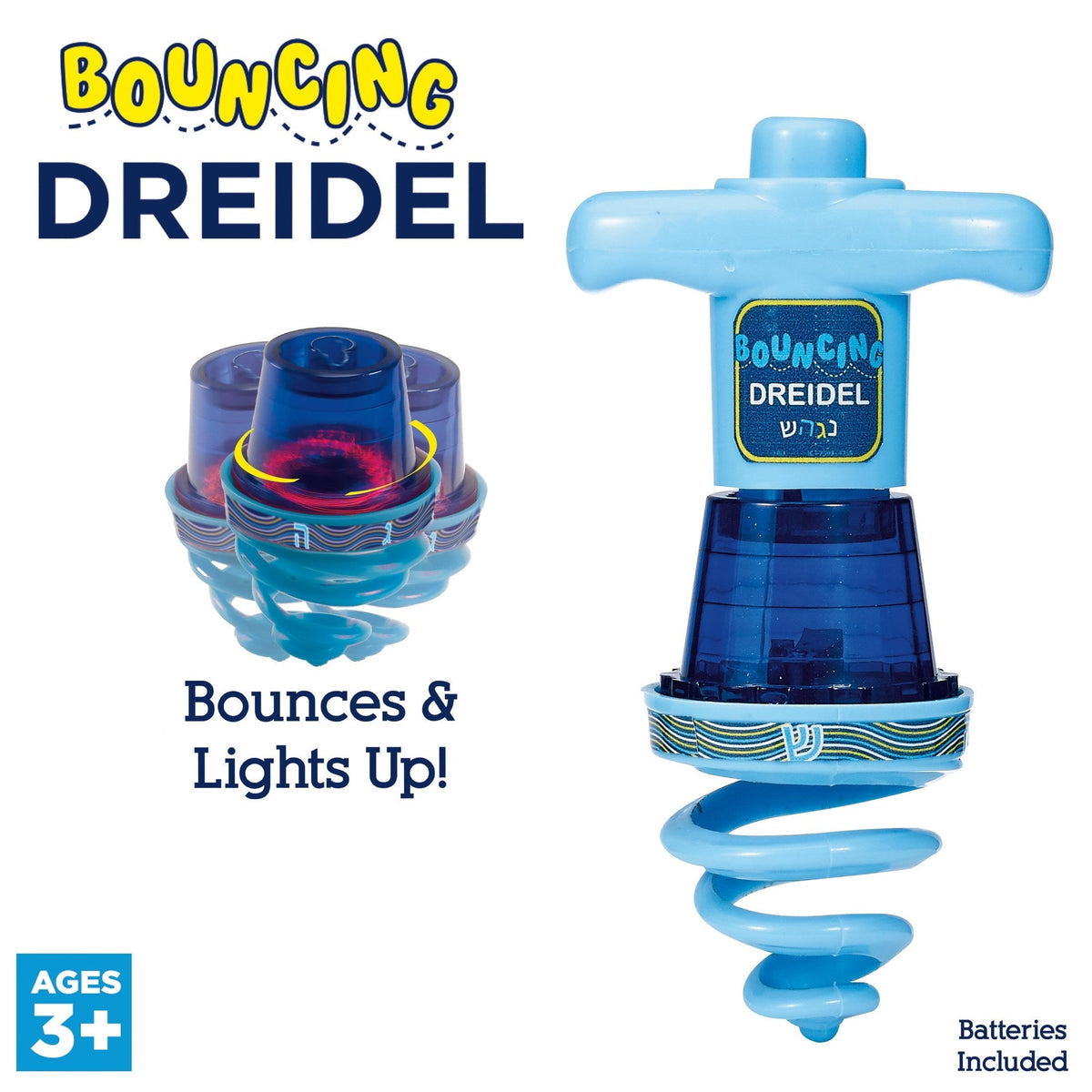 Bouncing Dreidel, Lights Up, Plastic, 5.5"