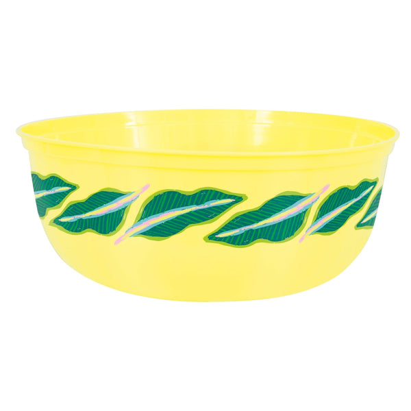 Bowl - Plastic, Yellow, Tropical Leaves