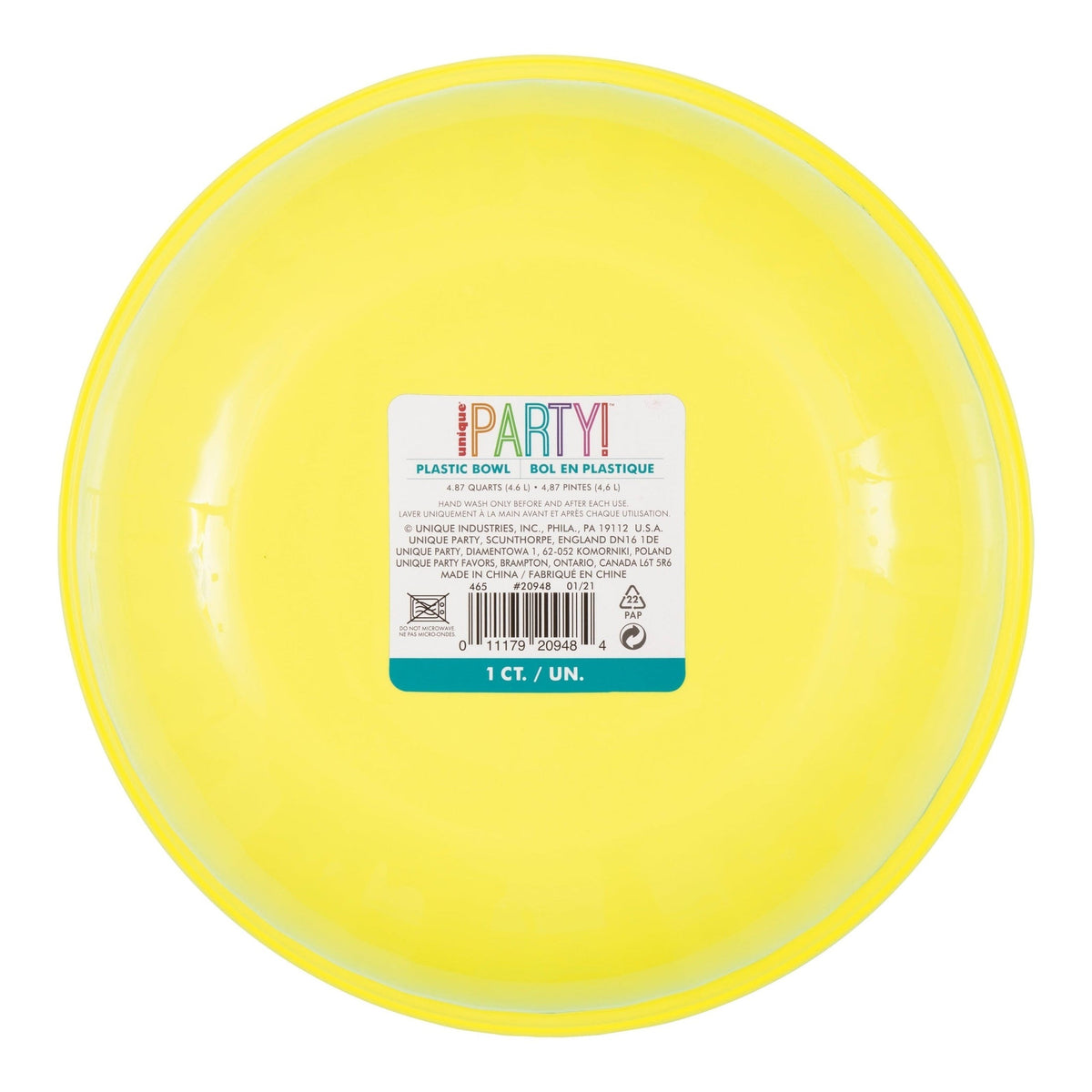 Bowl - Plastic, Yellow, Tropical Leaves