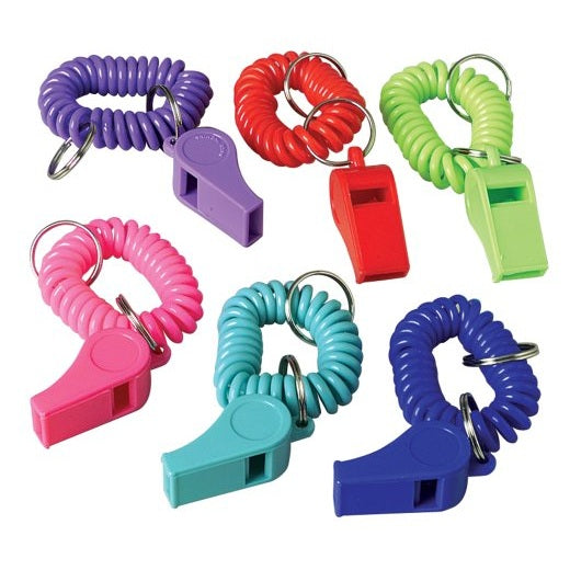 Bracelet Whistle Keychains, Set of 12