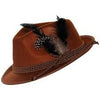 Brown Bavarian Style Hat with Feathers