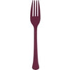 Burgundy Solid Premium Plastic Forks, 20 Count