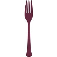 Burgundy Solid Premium Plastic Forks, 20 Count
