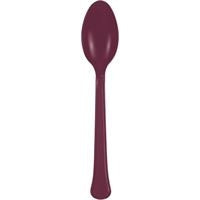 Burgundy Solid Premium Plastic Spoons, 20 Count