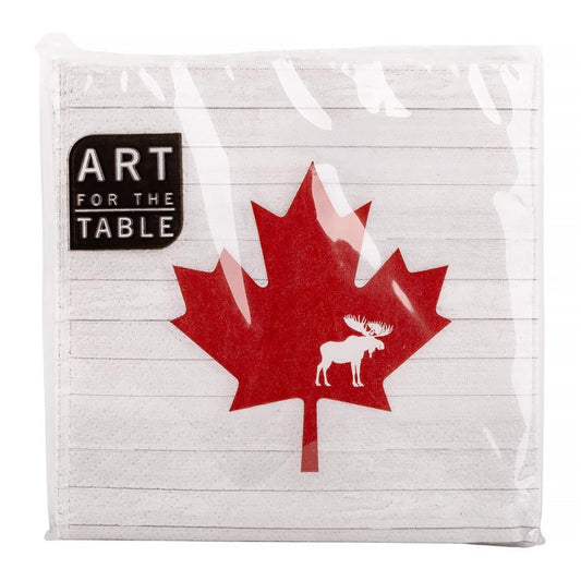 Canada Maple Leaf with Moose 2Ply Cocktail Napkins, 24 Count