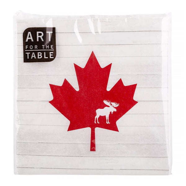 Canada Maple Leaf with Moose 2Ply Luncheon Napkins, 20 Count