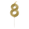 Candle - Mini Metallic Gold, Number 8, Pick, Birthday