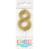 Candle - Mini Metallic Gold, Number 8, Pick, Birthday