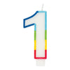 Candle - Number 1, Rainbow Border, Birthday