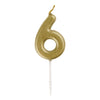 Candle - Number 6, Mini Metallic Gold, Pick, Birthday