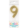 Candle - Number 9, Mini Metallic Gold, Pick, Birthday