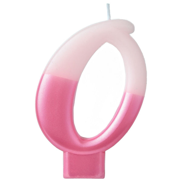 Candle - Numeral #0 Pink, 3 1/4"
