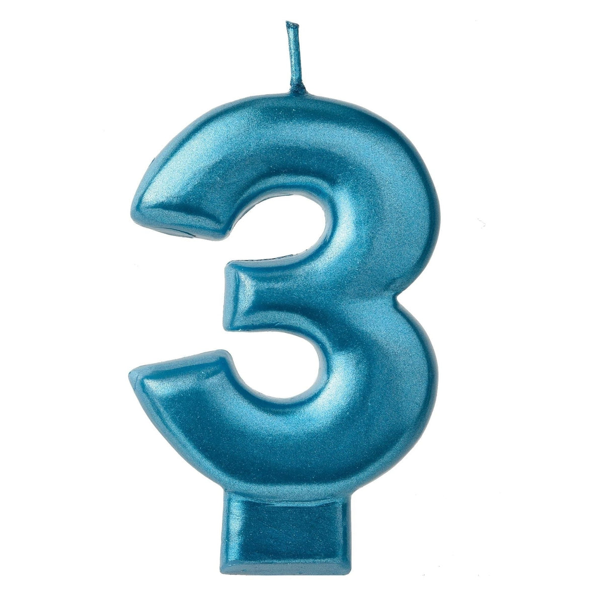 Candle - Numeral #3 Blue, 3 1/4"