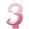 Candle - Numeral #3 Pink, 3 1/4"